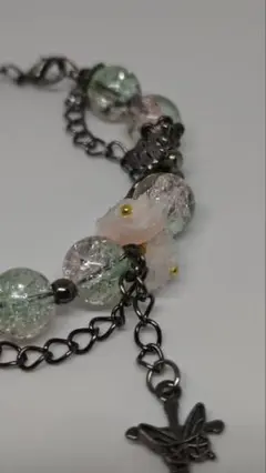 【ハンドメイド】ソフト薔薇　ガラスビーズ　ブレスレット