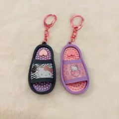 ハローキティ ミニサンダルキーホルダー　ゼブラ　ハート　サンリオ