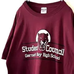 スチューデント Council ハイスクール Tシャツ えんじレッド赤 古着