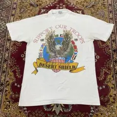 90s シングルステッチ USA製 湾岸戦争 砂漠の盾 イーグル 国旗 T