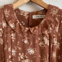 カネコイサオ 花柄ロングワンピース ボタン一個付け替え