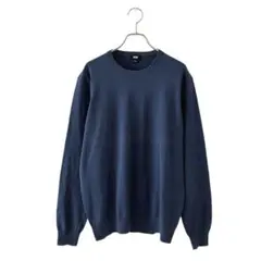 UNIQLO ユニクロ(L)ウォッシャブルクールネックセーター/メンズ/ブルー