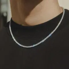 Glitter Luxury Tennis Necklace 3mm シルバー