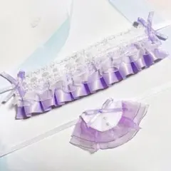 ★No.991 にじぱぺっと ぬい服 ヘッドドレス スタイ セット 紫 パープル