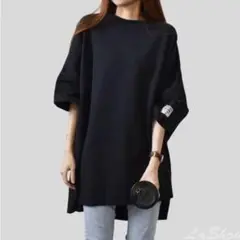 【大人気】ブラック オーバーサイズ tシャツ 半袖 黒 ゆったり 無地 シンプル