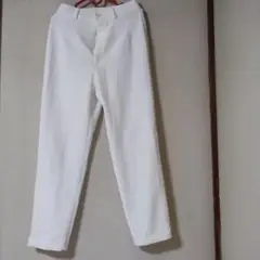 白 リブ素材 スキニーパンツ