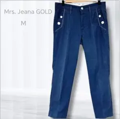 Mrs. Jeana GOLD 深みブルー M きれいめカジュアルパンツ