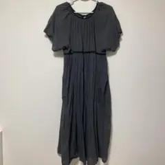 グレー 半袖 ロングワンピース