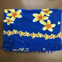 フラダンス用 花柄パレオ青　縦158cm横119cm