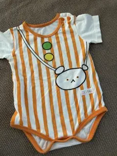 こぐまちゃんロンパース オレンジストライプ　80サイズ