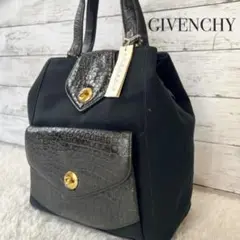 【未使用・訳あり】ジバンシー ハンドバッグ クロコ型押し ターンロック ブラック
