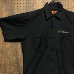 90S ワークシャツ　レッドキャップ　M バックプリント　黒　SMA529