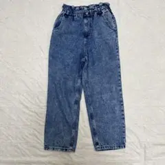 GU インディゴ　デニムパンツ　Mサイズ　ウエストゴム　テーパード　ストレート
