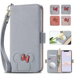 ブルー✳️iPhone 13proケース手帳型可愛いDisneyミニーちゃん