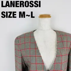 LANEROSSI チェック柄 ダブルジャケットノーカラー上着【A-242】