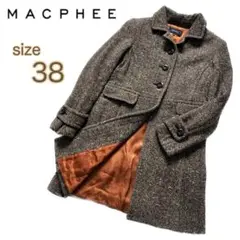 【美品】マカフィー ロングコート オレンジ 38 M ツイード
