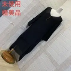 【未使用極美品】　黒ロングワンピース　長袖　Lサイズ アシンメトリー