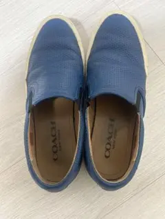COACH ネイビー レザー スリッポン