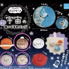 未使用　にっこりーノ　宇宙のぬいぐるみバッジ　3点セットQualia
