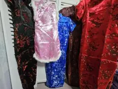 赤　青　ピンク 花柄 チャイナドレス ５着まとめ売り　コスプレ