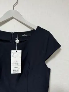 タグ付き未使用品 salire ペプラム 取り外し可能 ワンピース ネイビー