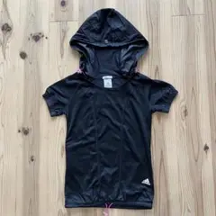 adidas フード付き半袖Tシャツ　CLIMACOOL レディース　黒　M