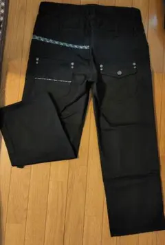 【美品】黒 カジュアル ストレート ツイルパンツ