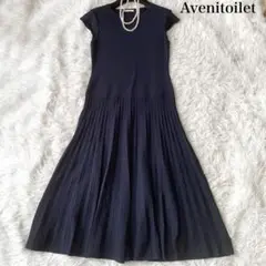 Avenietoile フレンチスリーブニットワンピース プリーツ 定価3.3万