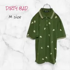 DIRTY BAD ポロシャツ スカル柄 半袖 Mサイズ グリーン 送料無料