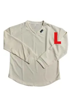 ベージュ Vネック Lサイズ 長袖 Tシャ　Tohaojay Zoner 新品
