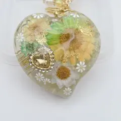 ぷっくりハート‪ෆ‪.*・゜シトリン　オルゴナイト　キーホルダー