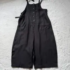 美品 モトミエム motomi.m リネン サロペット オールインワン ブラック