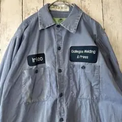 RED KAP 長袖ワークシャツ Mサイズ ブルー企業ロゴ