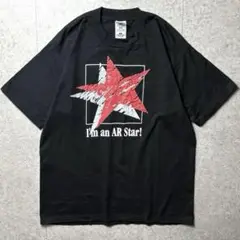 90s00s アメリカ古着　スター　星　メッセージ　ストリート　黒　ブラックL