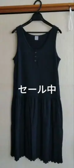 【新品】ノースリーブ 黒 カットソーワンピース