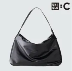 完売品UNIQLO:C レザータッチパフィーバッグ ブラック