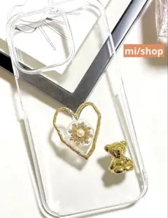 iPhoneケース 韓国 くまさん クリアケース ハート