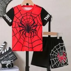 スパイダーマン 上下セット Tシャツ ハーフパンツ 100cm コスプレ