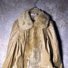 【ヴィンテージ】ファー付きフェイクレザージャケット used 古着 ZW6