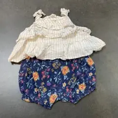 petitmain プティマイン ロンパース 80 花柄 ティアード