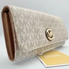 ✨美品✨ マイケルコース MKシグネチャー 長財布 フラップ ゴールド金具