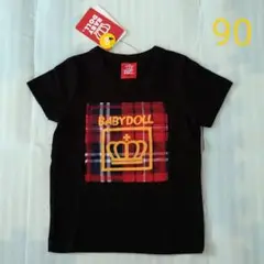 BABY DOLL　Tシャツ　黒　チェック　ベビードール　90