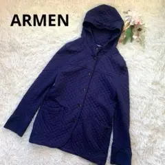 アーメン　ARMEN フード付き　コットンキルティング　紺色　アウター　美品