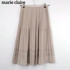 【美品】マリクレール プリーツスカート グレージュ サイドファスナー M相当
