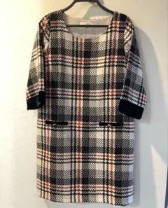 ▪️ grove ワンピース　七分袖 チェック柄 モダン