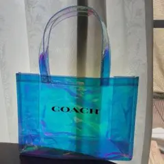 COACH トートバッグ 青色 透明 PVC