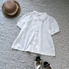 キッズ　ブラウス　半袖　160 H&M フリル　パフスリーブ