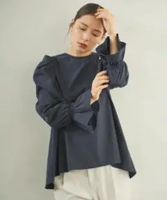 #Newans コンサバフェミニン パワーショルダーブラウス カラー