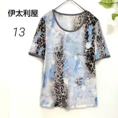 伊太利屋✳️豹柄 カットソー【13】半袖 胸元ビジュー Tシャツ 伸縮性