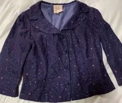 シビラ　花柄総刺繍 ジャケットスカートセット　紫紺色　Ｍ